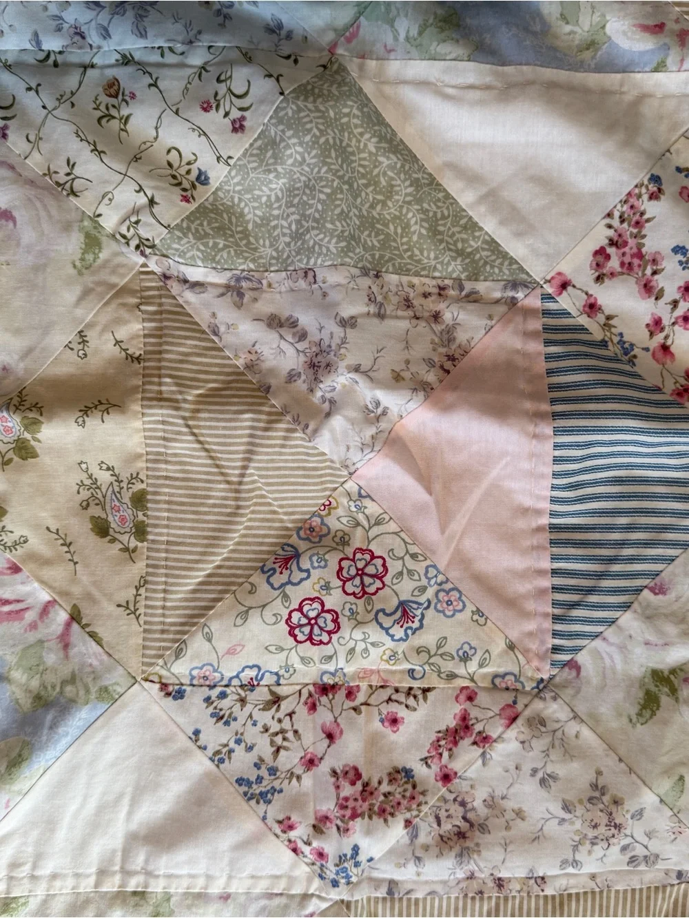 Quilted Handmade Patchwork Standard Size Pillowcases- Green & Pink